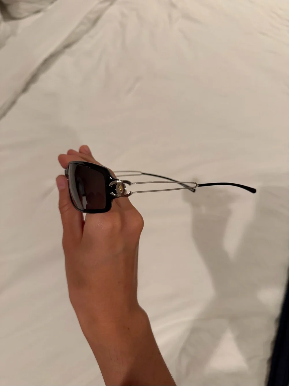 CHANEL Black Rectangular Women’s Sunglasses with Gradient Lenses